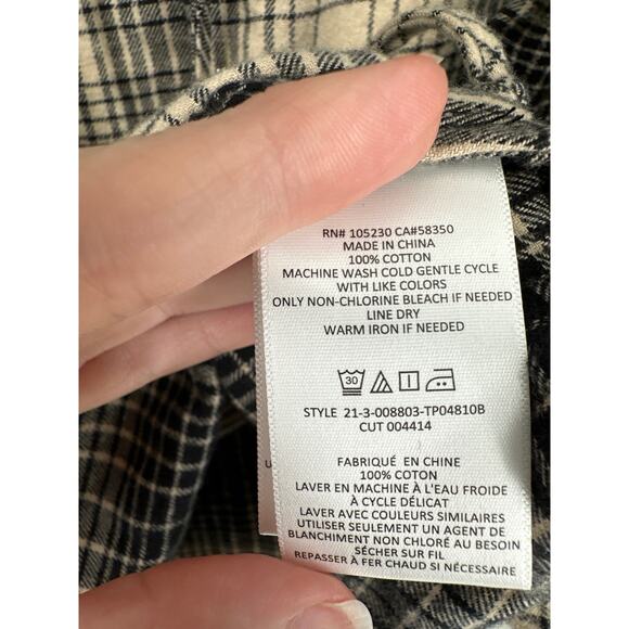 Joie Top Womens Medium Black Plaid Flannel Flowy Pullover Boho Bohemian Grunge - Picture 4 of 7